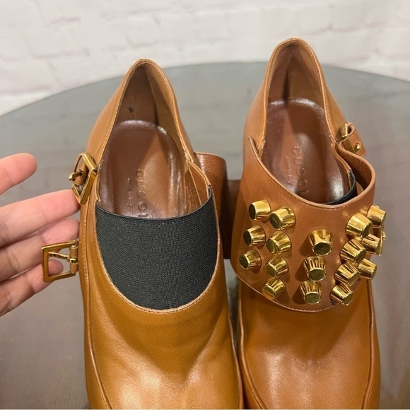 GUCCI gold studded TOM women’s ankle booties with super sexy 4” stilettos 7.5 - Picture 13 of 14
